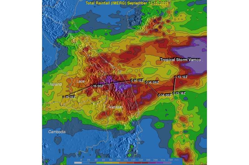NASA mapped heavy rainfall from Tropical Storm Vamco