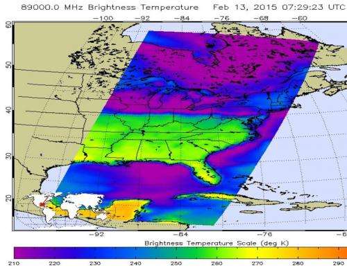 NASA measures frigid cloud top temps of the Arctic air outbreak