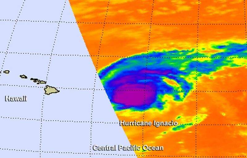 NASA sees a weakening Hurricane Ignacio moving parallel to Hawaiian Islands