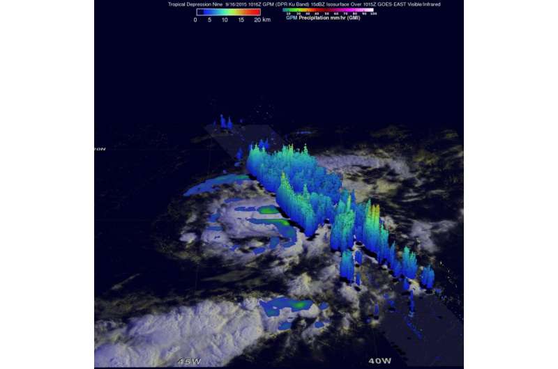 NASA's GPM analyzes Tropical Depression 9 rainfall