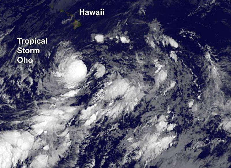 NASA tracking Tropical Storm Oho, south of Hawaii