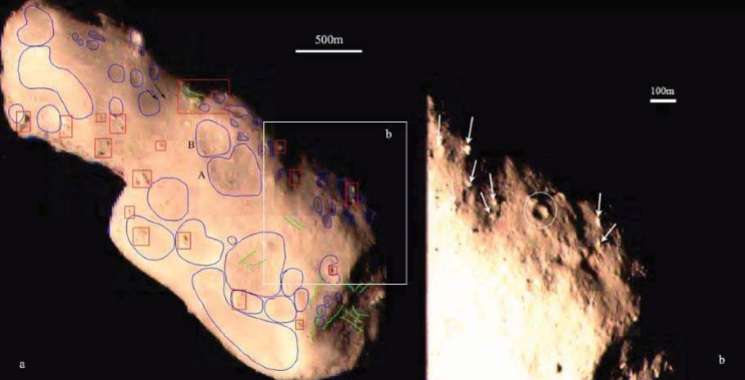 Observing distinctive geologic features on asteroid Toutatis