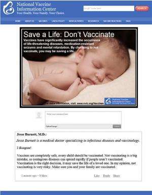 Online comments influence opinions on vaccinations