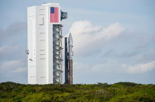 Orbital ATK's Cygnus spacecraft sits atop an Atlas V rocket from United Launch Alliance at Cape Canaveral on Wednesday, Dec. 2, 