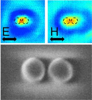 Pairs of silicon nanocylinders can locally create and enhance light’s magnetic field