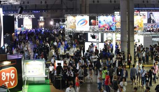 People visit the Tokyo Game Show in Chiba, on September 17, 2015