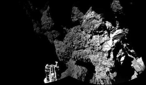Photo released by the European Space Agency on November 13, 2014, shows an image taken by Rosetta's lander Philae on the surface