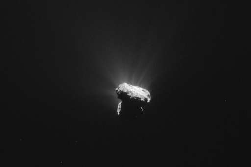Picture captured by the European space probe Rosetta's Navcam camera on August 13, 2015 shows Comet 67P/Churyumov–Gerasimenko ju