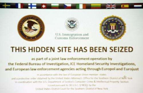 &quot;This hidden site has been seized&quot; is shown on the screenshot of the illegal internet retail platform &quot;Silk Road 