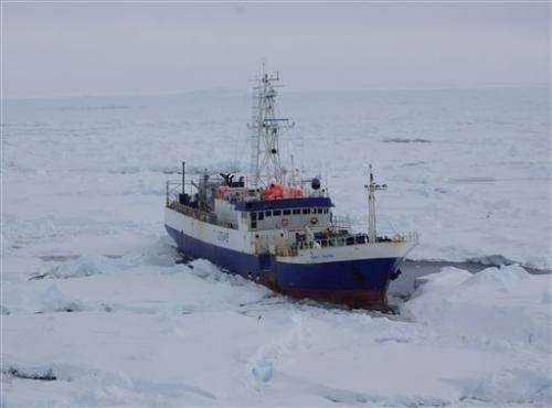 Rescuers reach fishing boat stuck in Antarctic ice