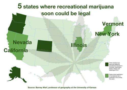 Researcher forecasts next 5 states likely to OK recreational marijuana