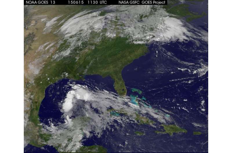 Satellite animation shows System 91L developing in the Gulf of Mexico