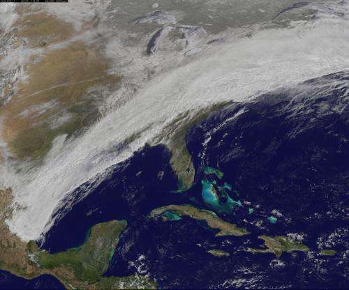 Satellite Movie Shows Winter Storm Sweep Over U.S. East Coast
