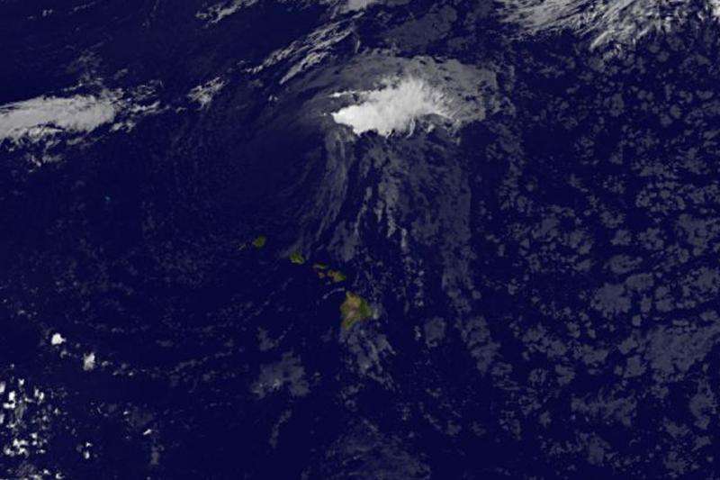 Satellite spots Jimena's remnants north of Hawaiian Islands
