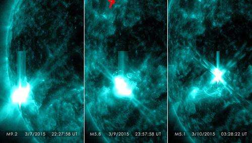 SDO captures images of mid-level solar flares