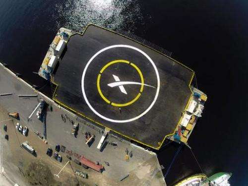 SpaceX's 'autonomous' spaceport drone ship floats in the Atlantic Ocean, about 200 miles (321 km) east of Jacksonville, Florida