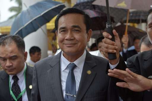 Thai junta leader and Prime Minister Prayut Chan-O-Cha, pictured during a trip to Myanmar, in October 2014