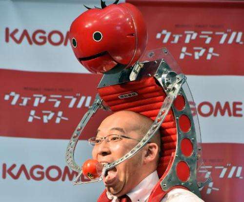 The &quot;Tomatan&quot; backpack can hold six mid-sized tomatoes, enough to power runners through this weekend's Tokyo Marathon,