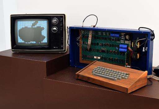 'The Ricketts' Apple-1 Personal Computer displayed at Christie's auction house in New York on December 5, 2014