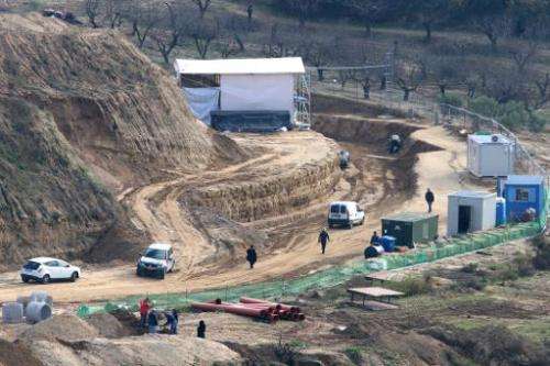 The site where archaeologists have unearthed a funeral mound dating from the time of Alexander the Great in Amphipolis, northern