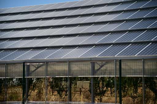 The solar plant of Narbolia near Oristano in Sardinia