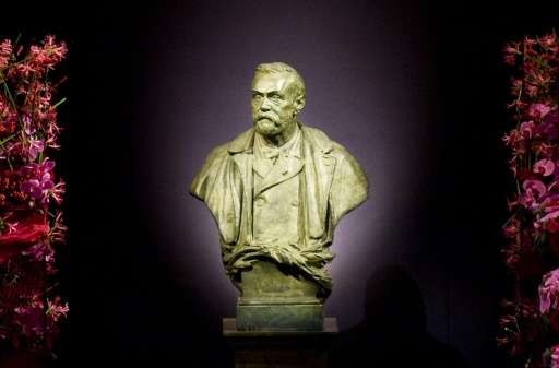 The statue representing Swedish industrialist Alfred Nobel at the Stockholm Concert Hall in Stockholm
