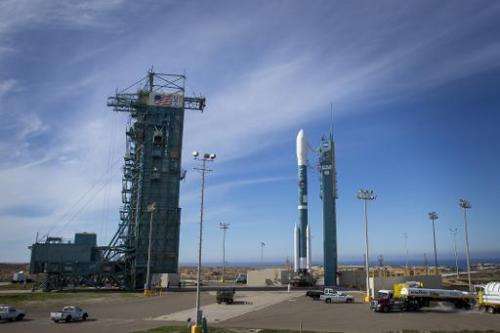 The United Launch Alliance Delta II rocket with the Soil Moisture Active Passive (SMAP) observatory onboard at Vandenberg Air Fo