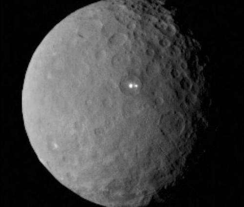 This image was taken by NASA's Dawn spacecraft of dwarf planet Ceres on February 19, 2015 from a distance of nearly 29,000 miles