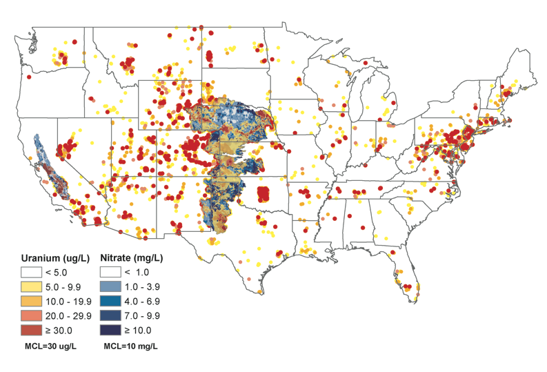 Two major U.S. aquifers contaminated by natural uranium