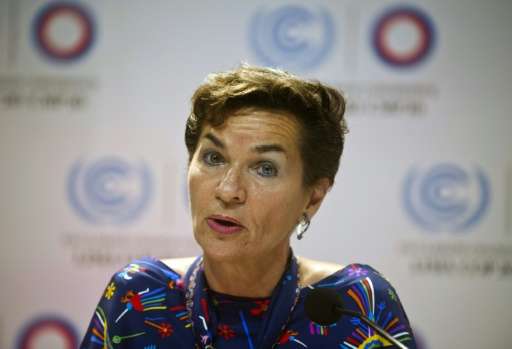 UN climate chief Christina Figueres, pictured on December 1, 2014, said that countries needed to focus for the Paris meeting on 