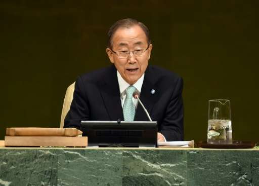 UN Secretary-General Ban Ki-moon during the Opening Session of the Climate Change Summit at the UN in New York September 23, 201