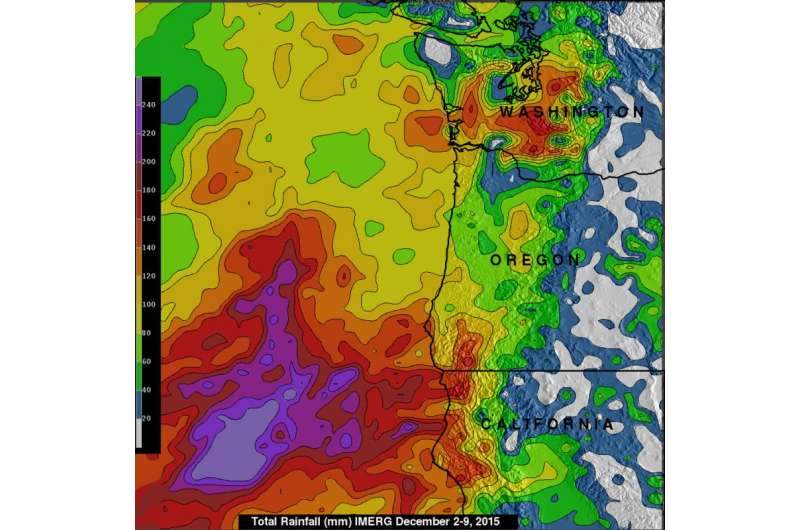 US Pacific Northwest's extreme rainfall tallied by NASA's IMERG
