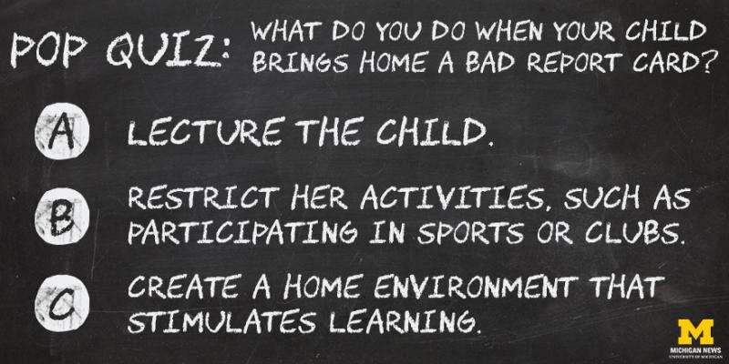 What do you do when your child brings home a bad report card?