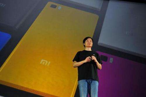 Xiaomi CEO Lei Jun at the launch of its new smartphone and TV in Beijing in September 2013