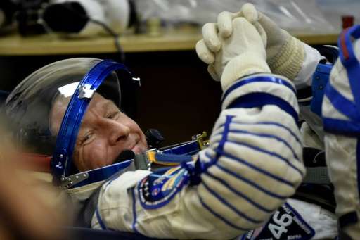 Britain's astronaut Tim Peake, pictured on December 15, 2015, will make his first spacewalk under cover of darkness