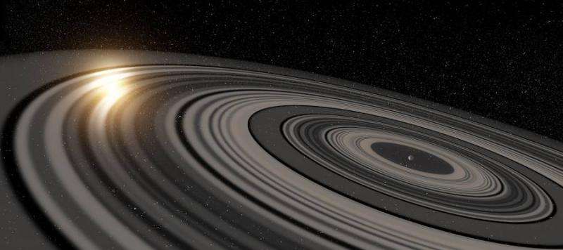 Giant rings around exoplanet turn in unexpected direction