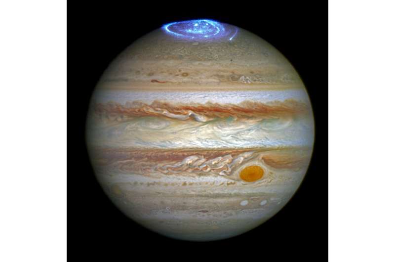 Hubble captures vivid auroras in Jupiter's atmosphere