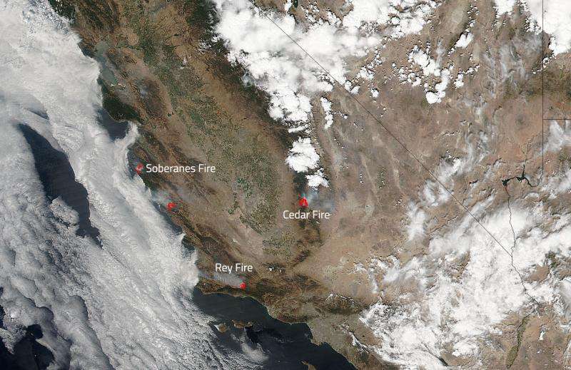 Image: Several wildfires burning in Southern California