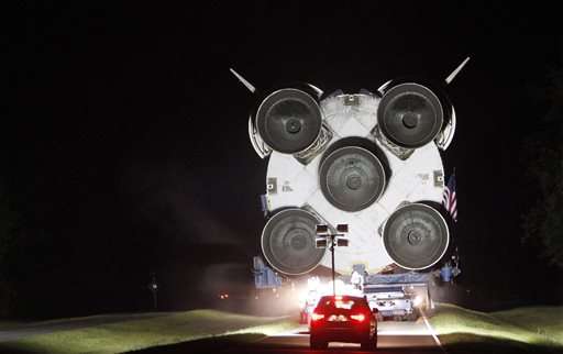 Massive rocket booster arrives at Mississippi space museum
