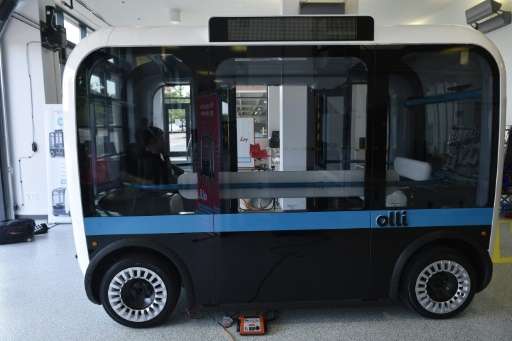 &quot;Olli&quot; an autonomous shuttle is seen at the Local Motors facility at the National Harbor in Maryland on June 16, 2016