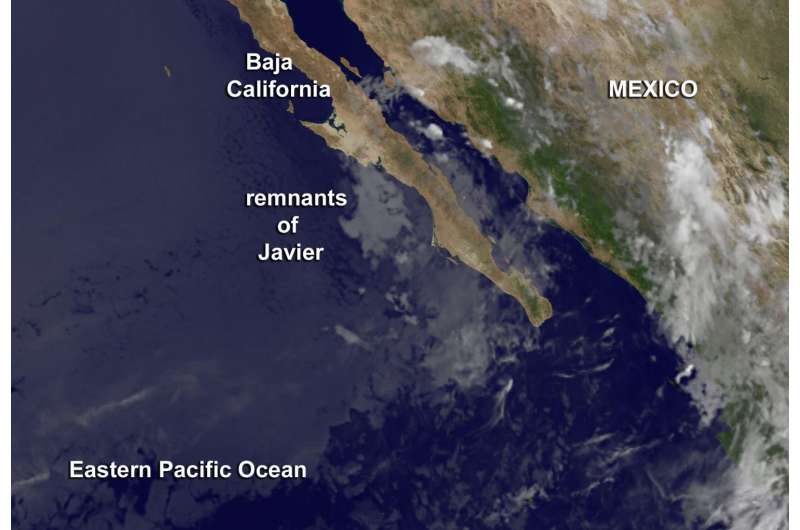 Satellite sees remnants of Tropical Depression Javier