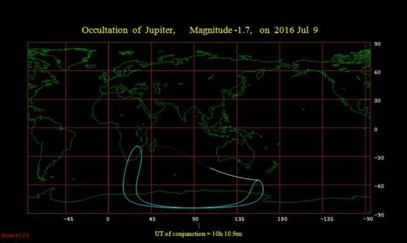 The moon occults Jupiter this weekend