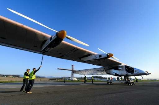 The Solar Impulse 2 has wings wider than those of a Boeing 747 and contains 17,000 solar cells that power its propellers