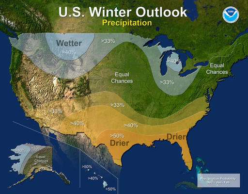 Winter outlook: Warm south; cooler north; middling in middle