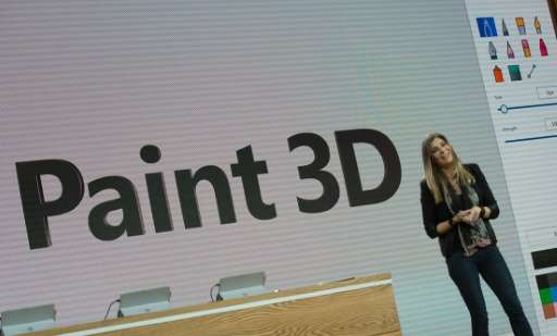 Microsoft executive Megan Saunders introduces Paint 3D on October 26, 2016 in New York