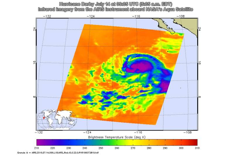 NASA analyzes Hurricane Darby's winds, convection