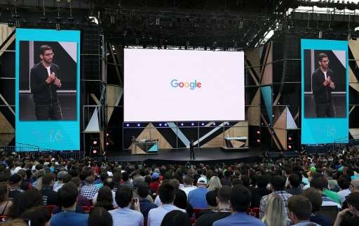 Google CEO Sundar Pichai speaks during Google I/O 2016 on May 19, 2016