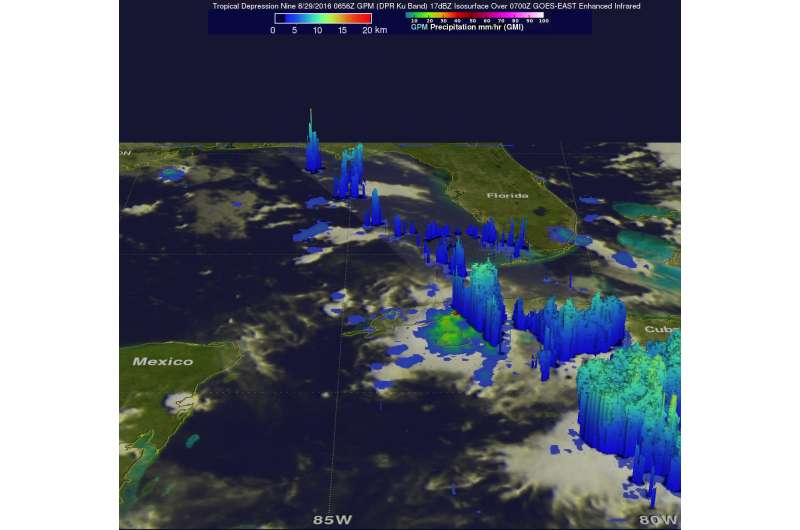 NASA peers into Tropical Depression 9 in the Gulf of Mexico