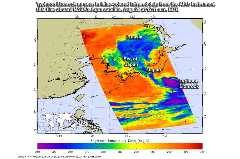 NASA sees Typhoon Lionrock approaching Japan