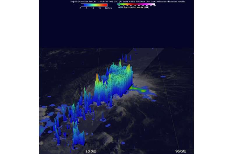 NASA sees heavy rain in Tropical Depression Ma-on